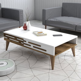 Hanah Home Valensiya Mesa de Centro Nogal y Blanco